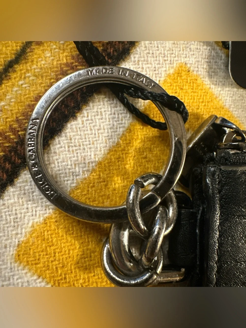 Dolce & Gabbana Black Leather Zip Card Holder with DG Emblem NWT